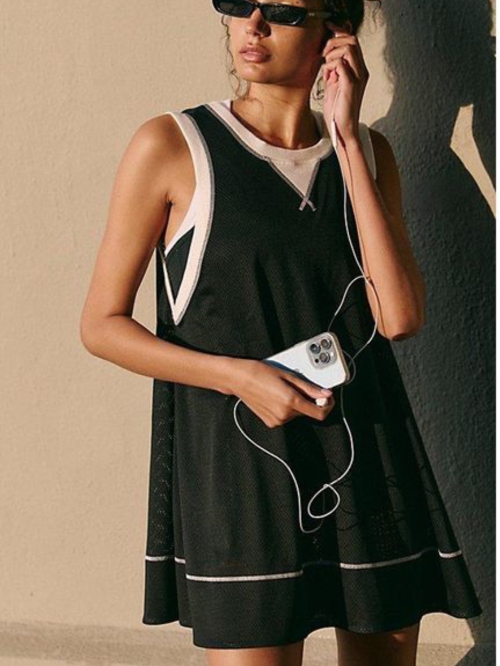 Free People Tennis Dress Black Mesh Sleeveless A-Line